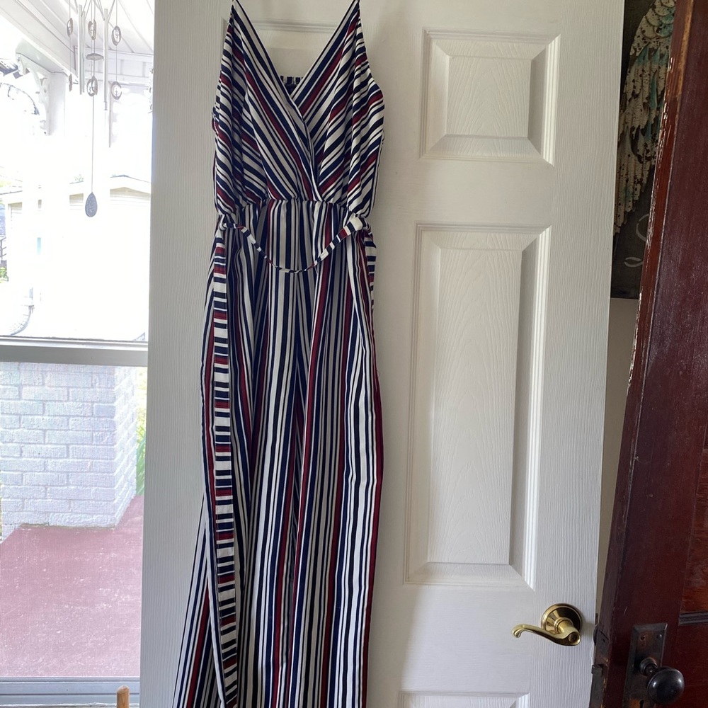 Wide Leg Striped Jumpsuit
